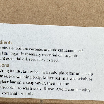 Cinnamon, Spearmint & Rosemary Bar Soap