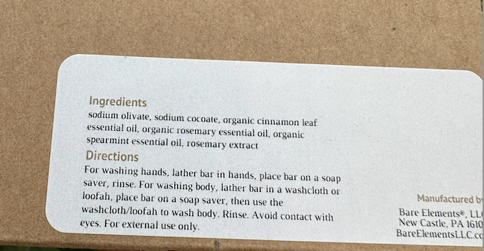 Cinnamon, Spearmint & Rosemary Bar Soap