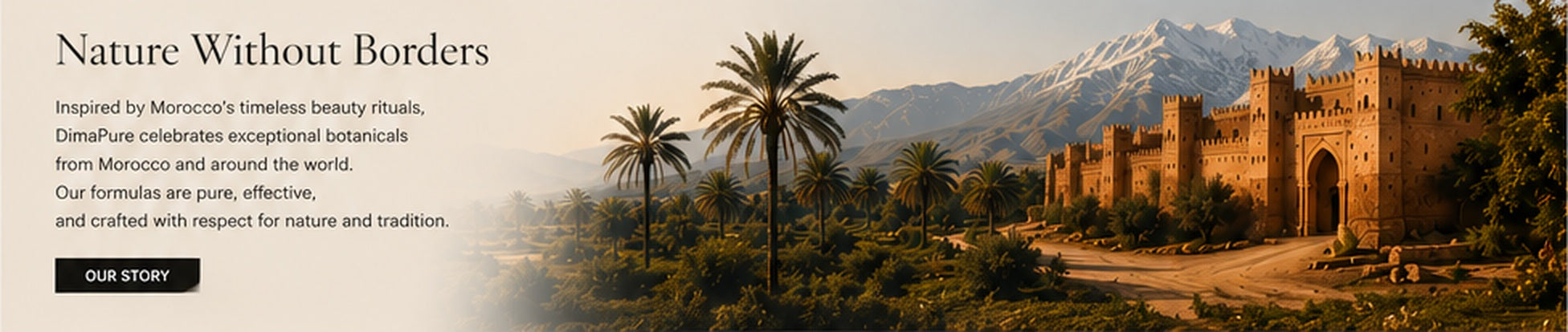 Nature Without Borders with Moroccan kasbah, palms and mountains